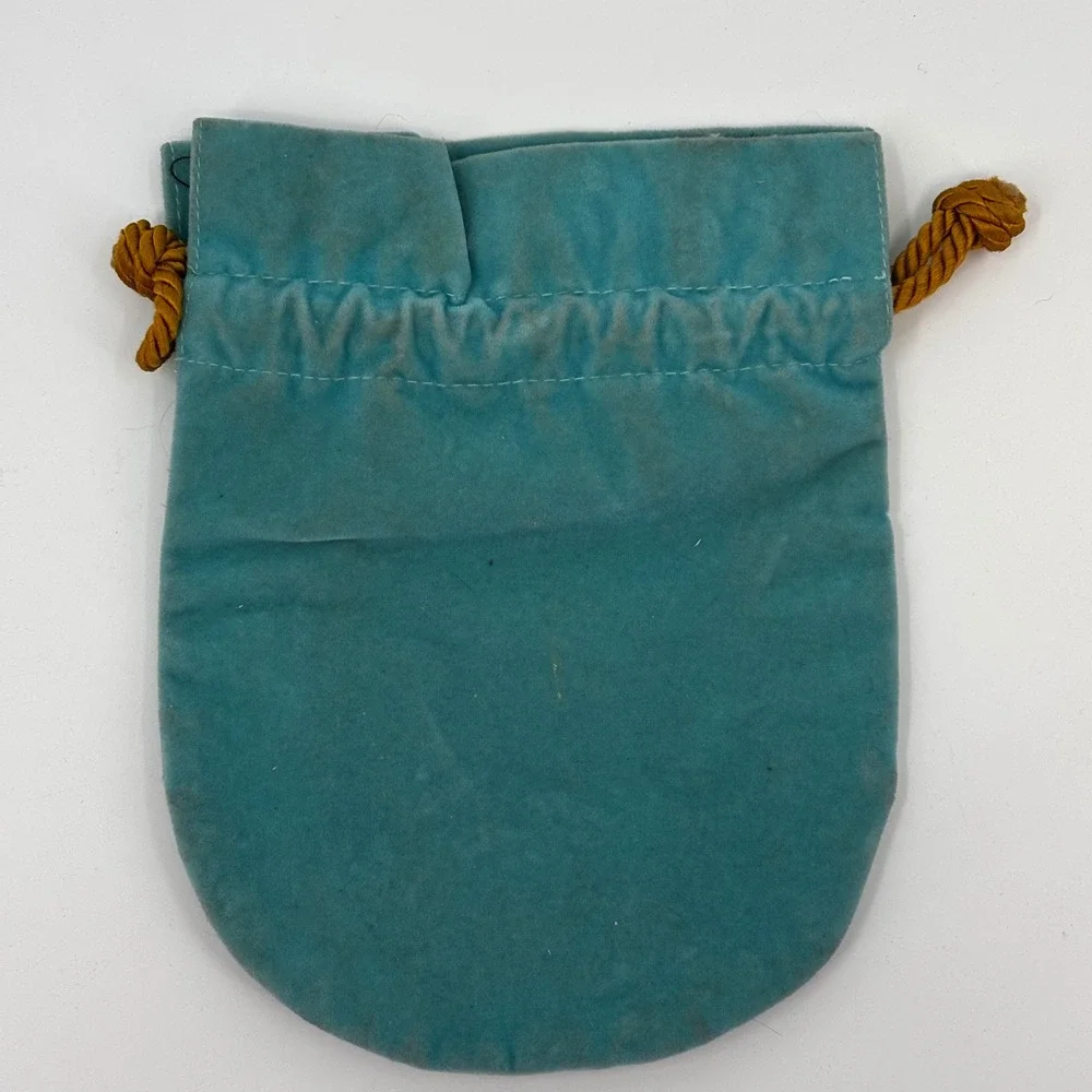 Tiffany & Co  Jewelry Pouch Blue Velvet Drawstring Logo Bag 7.5x6